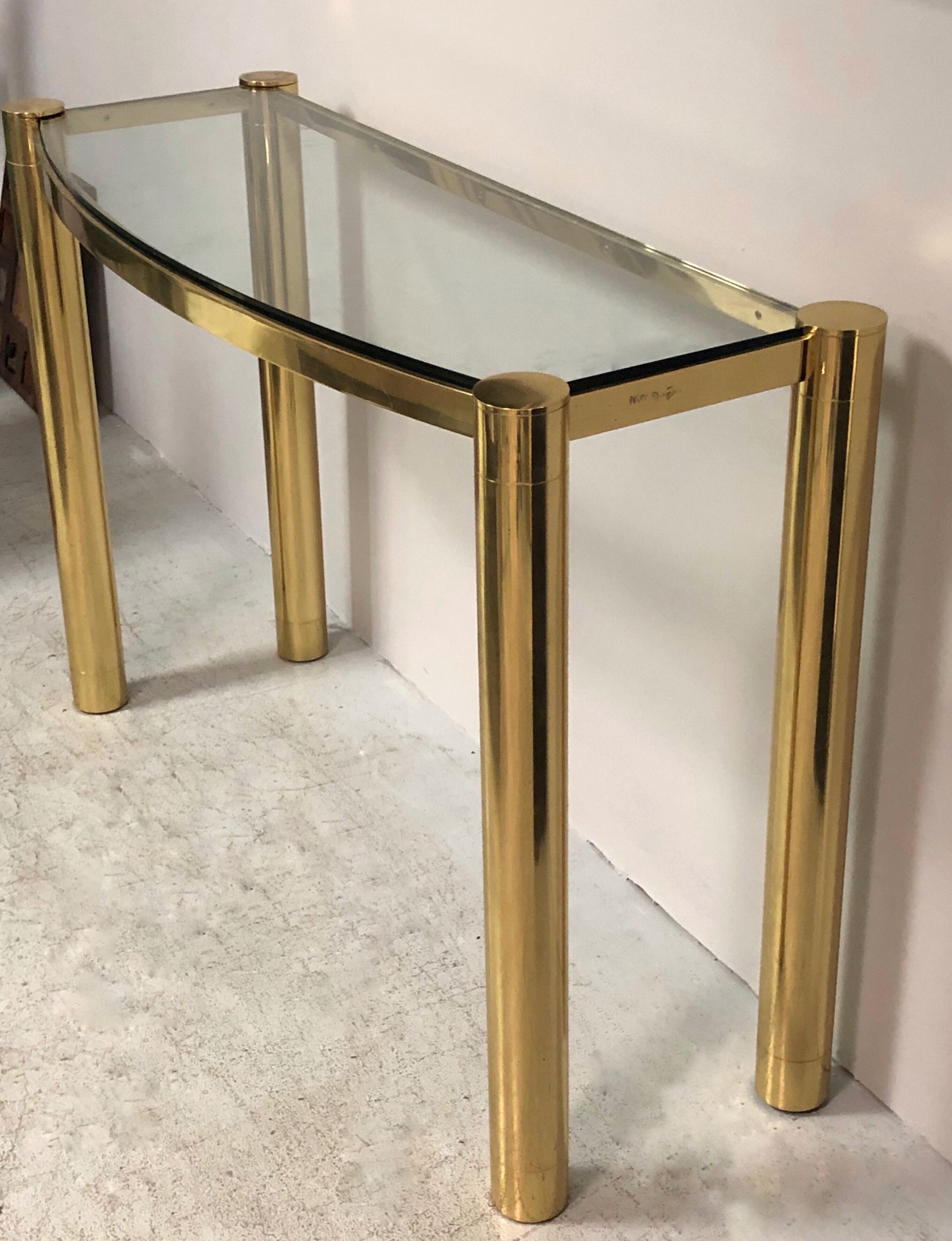 American Karl Springer Polished Bronze Console Table