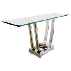 Karl Springer Polished Stainless Steel and Brass Console