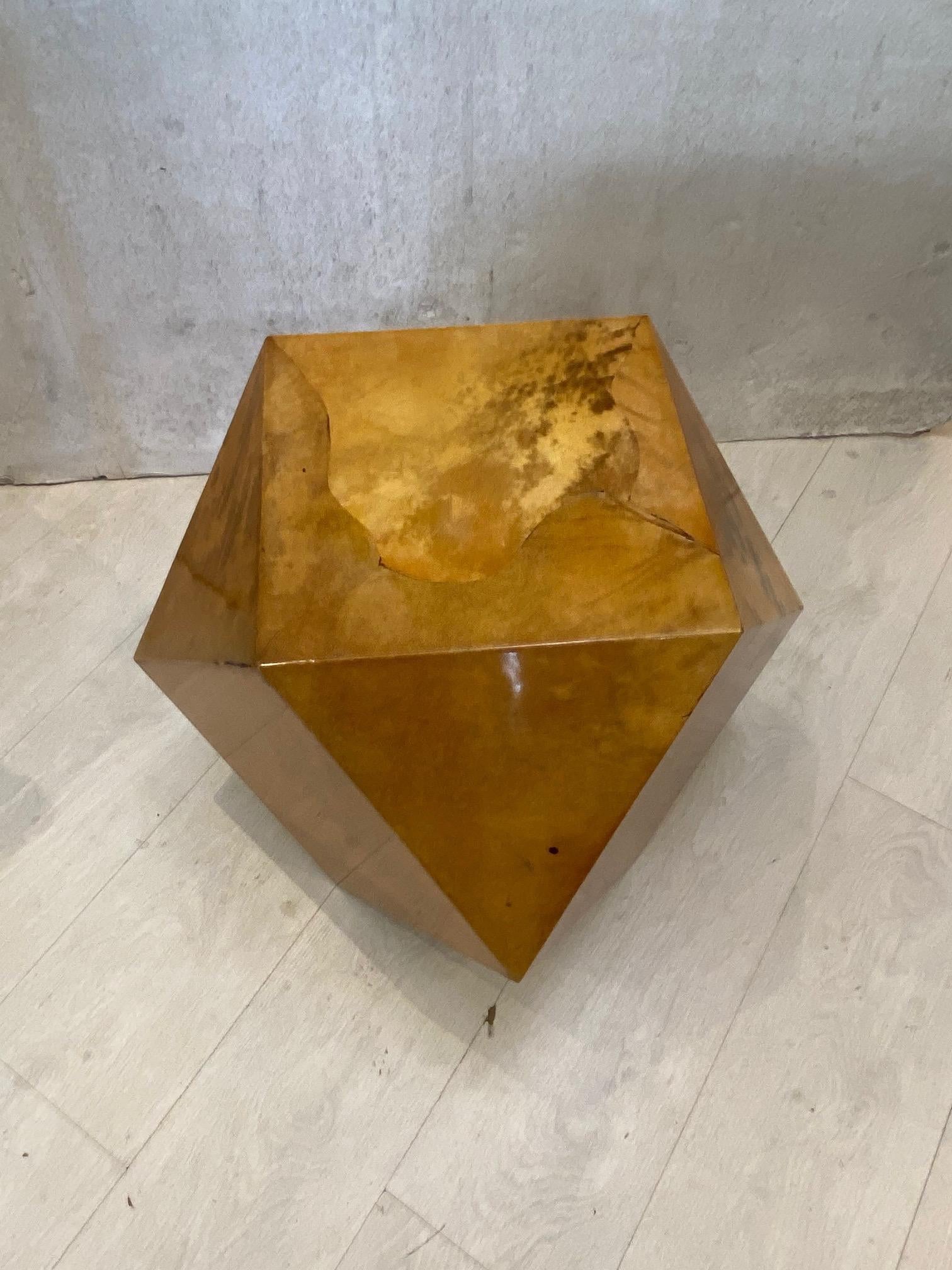 Karl Springer Polyhedron Goat Skin Tables In Good Condition For Sale In West Palm Beach, FL