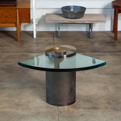Karl Springer Postmodern Cantilevered Glass Side Table