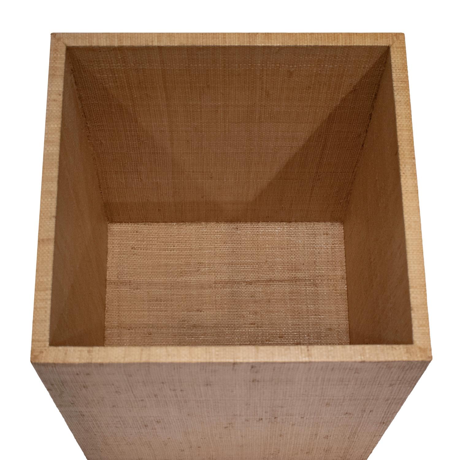 Hand-Crafted Karl Springer Prototype Box Table with Tray Top in Grasscloth 1976-1978 For Sale