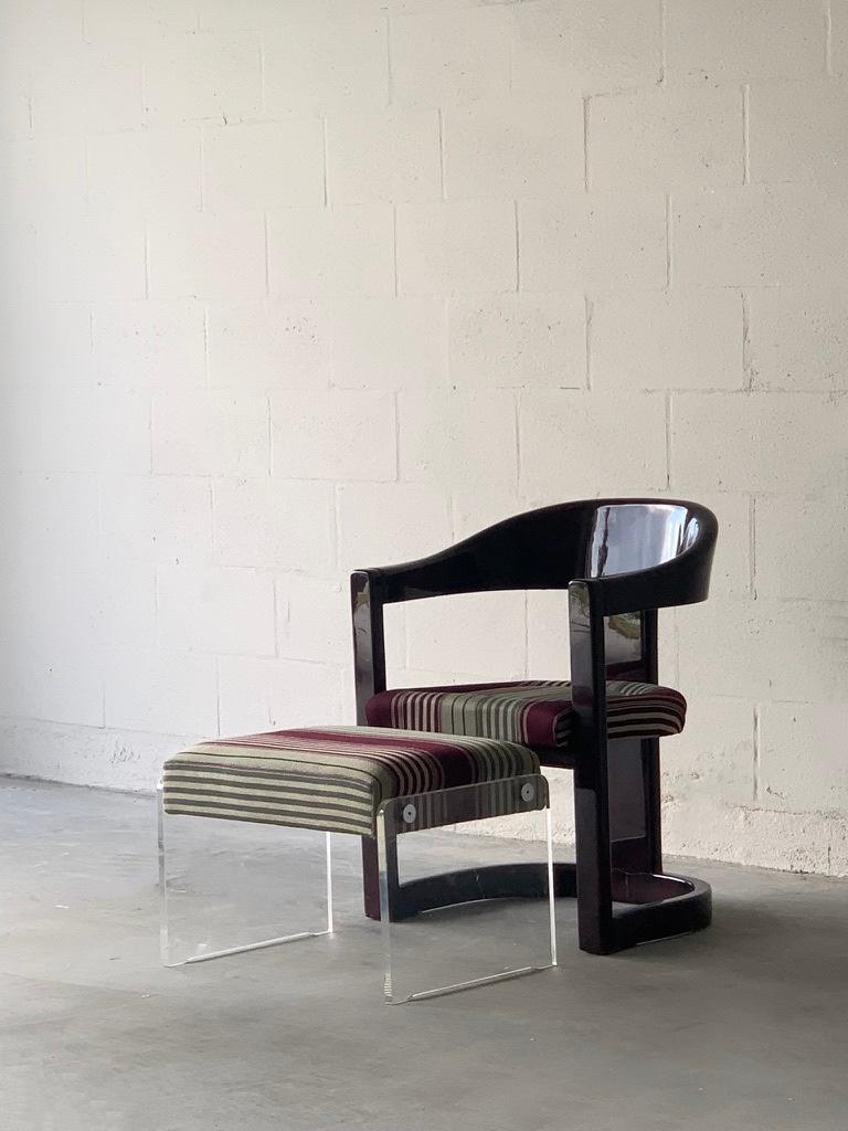 Onassis Chair and Ottoman, attr. Karl Springer , Purple Lacquer  For Sale