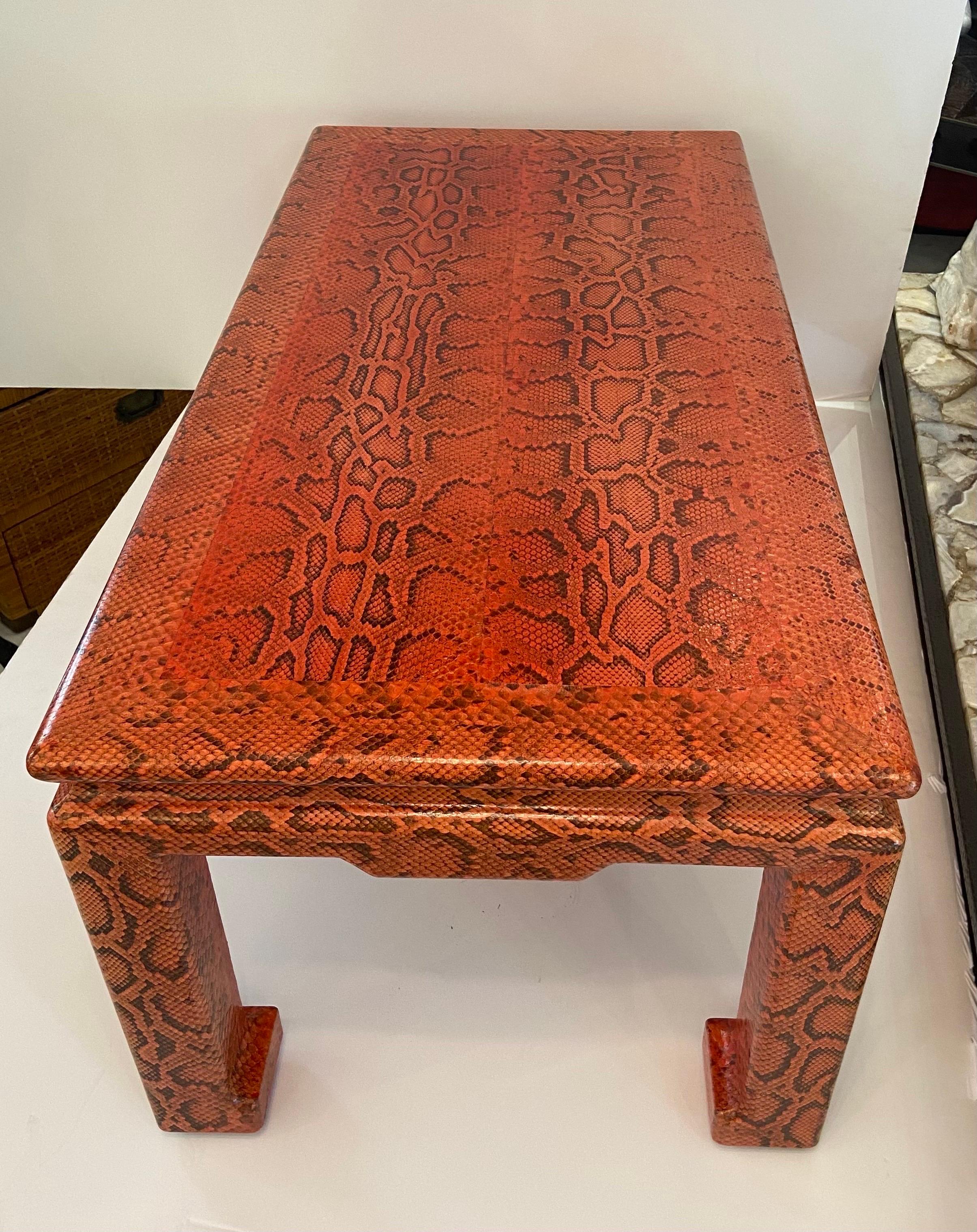 Late 20th Century Karl Springer python, coffee table… Authenticated by Tom Langevin