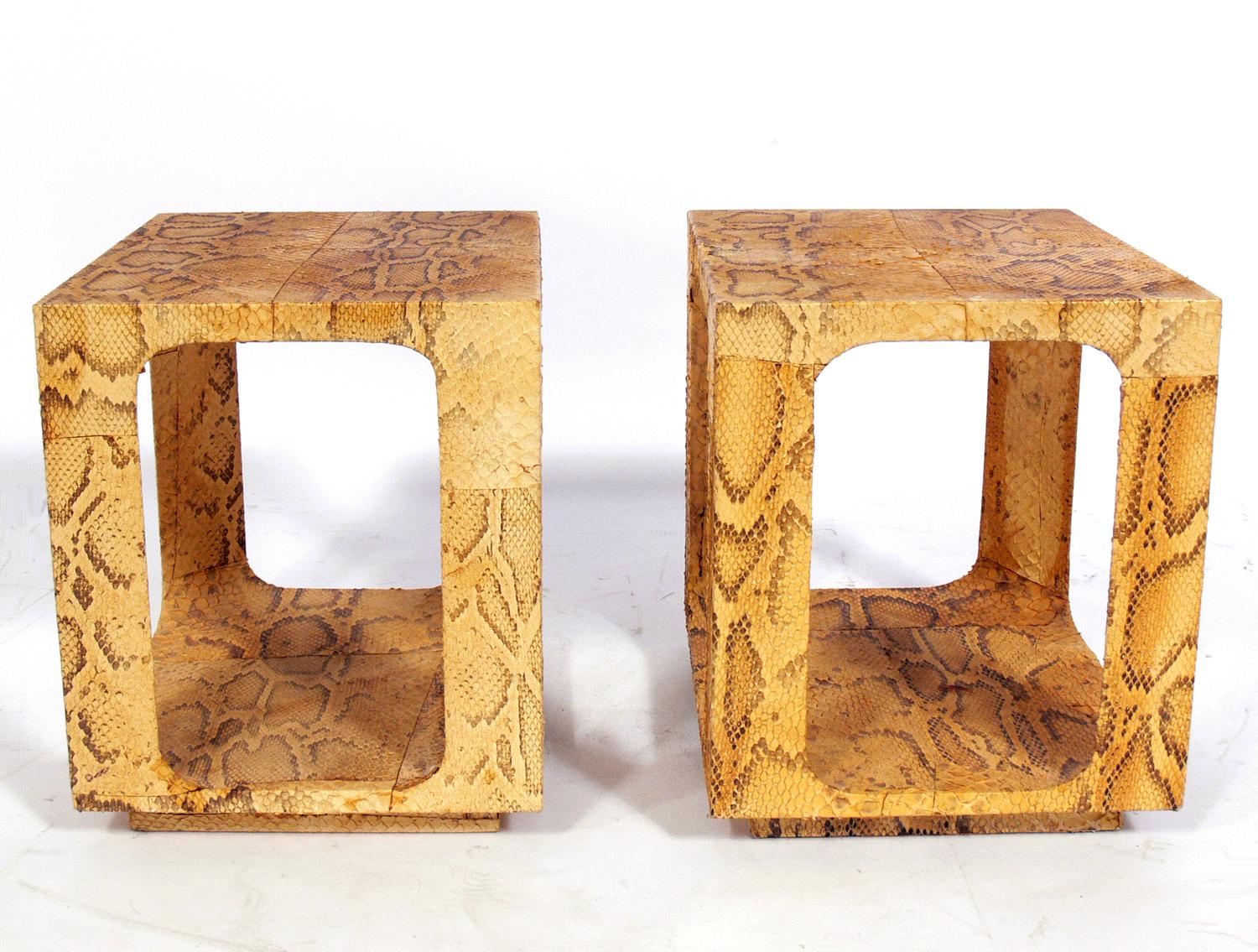 Karl Springer Style Python End Tables or Plateaus In Good Condition In Atlanta, GA