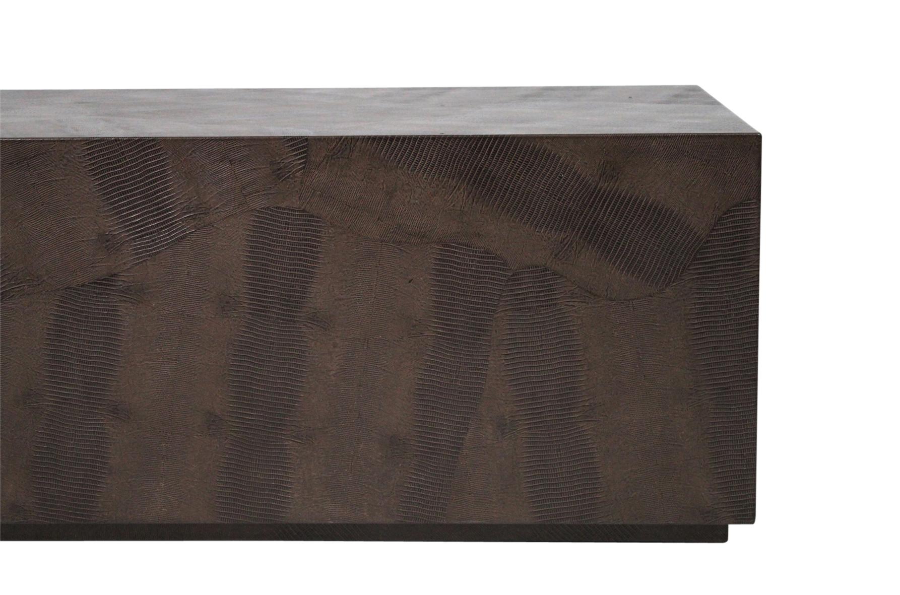 Leather Karl Springer Python Snakeskin Coffee Table For Sale