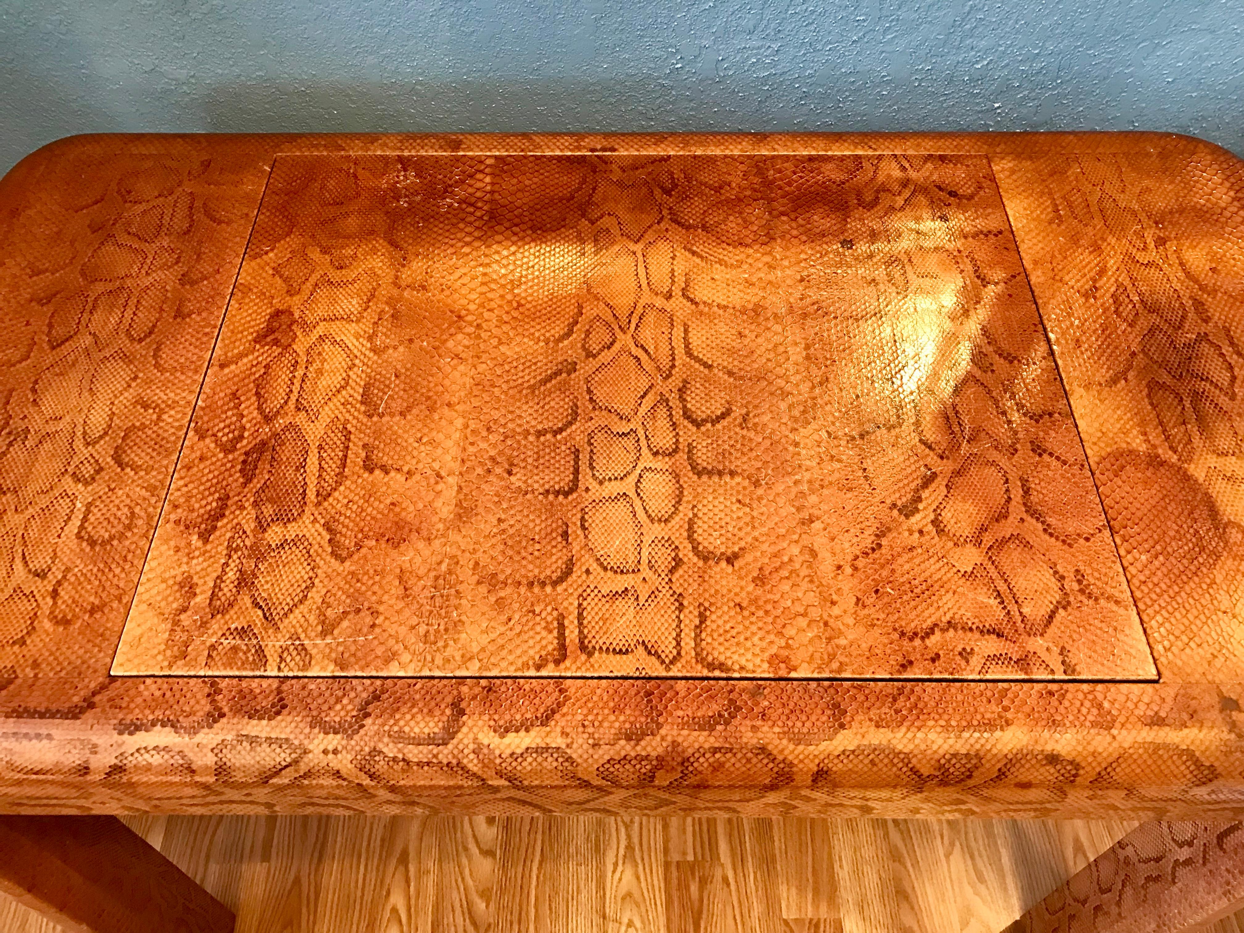 Karl Springer Python Snakeskin Covered Game Table 1