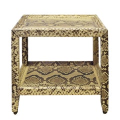 Karl Springer Python Telephone Table with Bronze Castors, 1970s