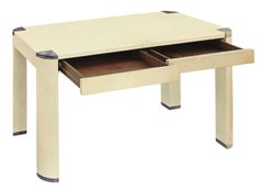 Karl Springer "Scrivania/Vanity con gambe angolari" in pelle di capra laccata, anni '70