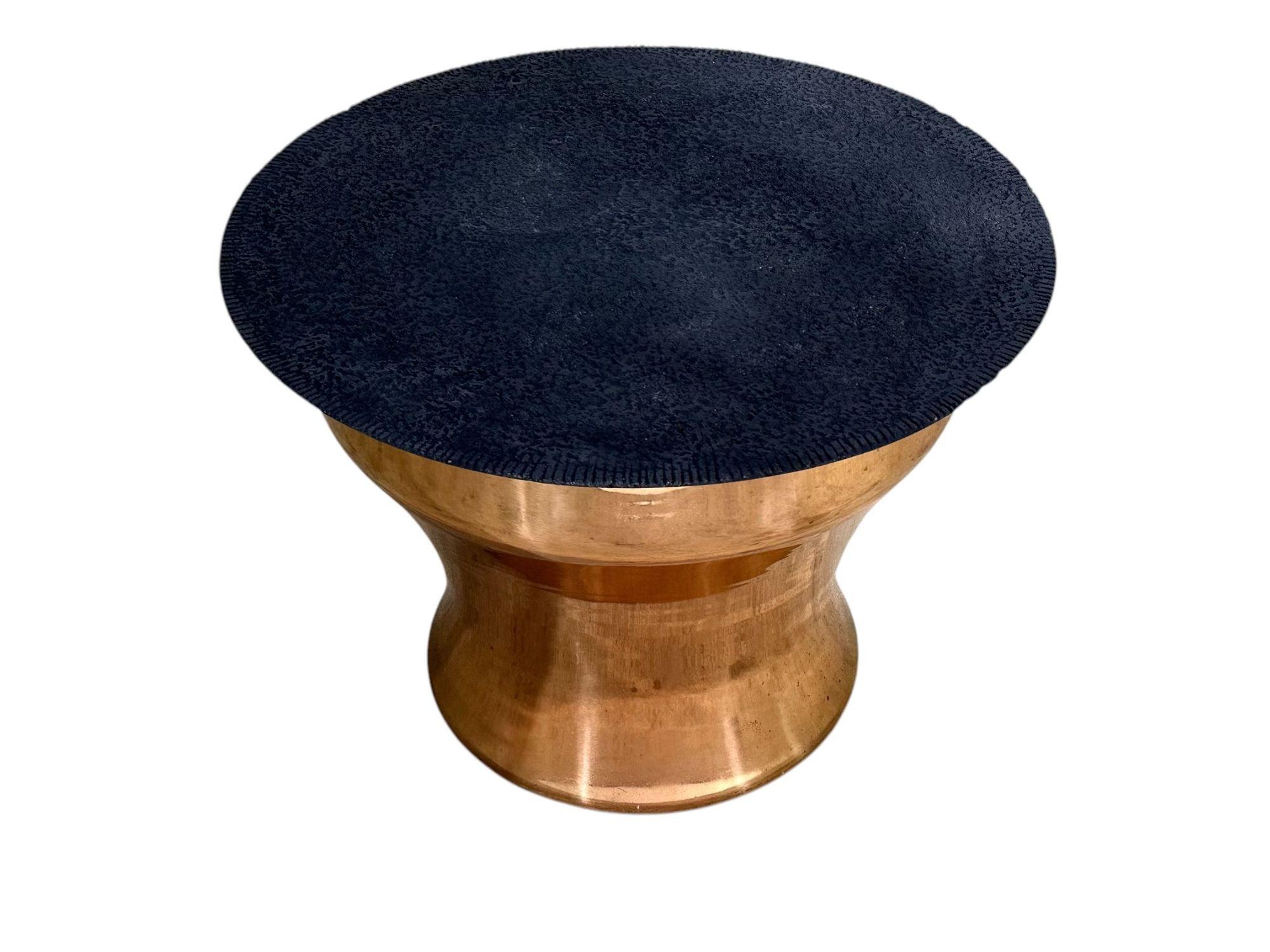 Mid-Century Modern Karl Springer Rain Drum Table w/Concrete Top, 1970 For Sale