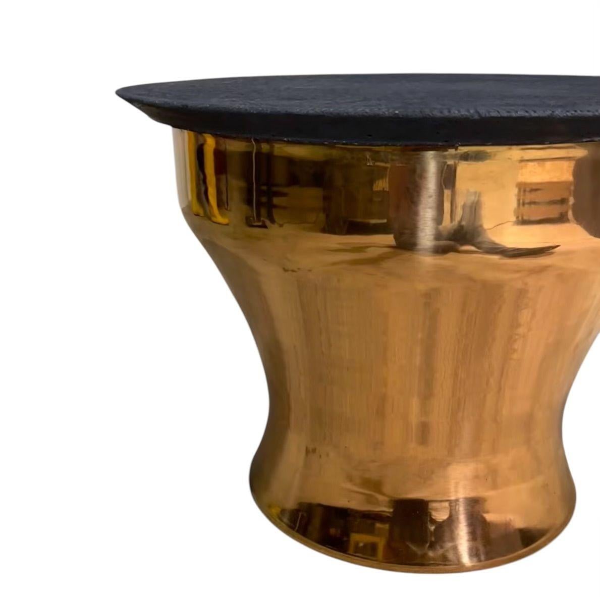 American Karl Springer Rain Drum Table w/Concrete Top, 1970 For Sale