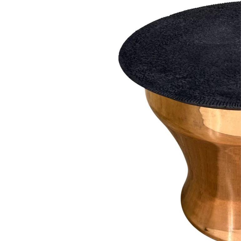 Karl Springer Rain Drum Table w/Concrete Top, 1970 In Good Condition For Sale In Chicago, IL