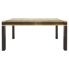 Karl Springer Rare 3 Drawer Writing Desk in Brass and Polished Gunmetal 1970s