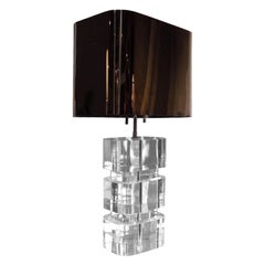 Karl Springer Rare and Exceptional Pair of Lucite Table Lamps 1980s 'Signed'
