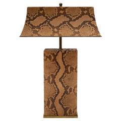 Karl Springer Rare and Iconic "Pagoda Lamp" in Python and Bronze 1970s