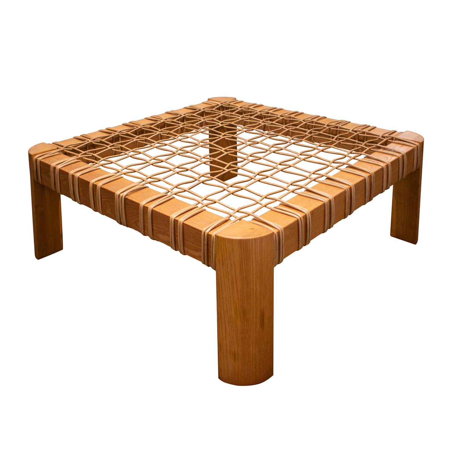 Modern Karl Springer Rare and Impressive Coffee Table with Woven Rattan 1980s For Sale