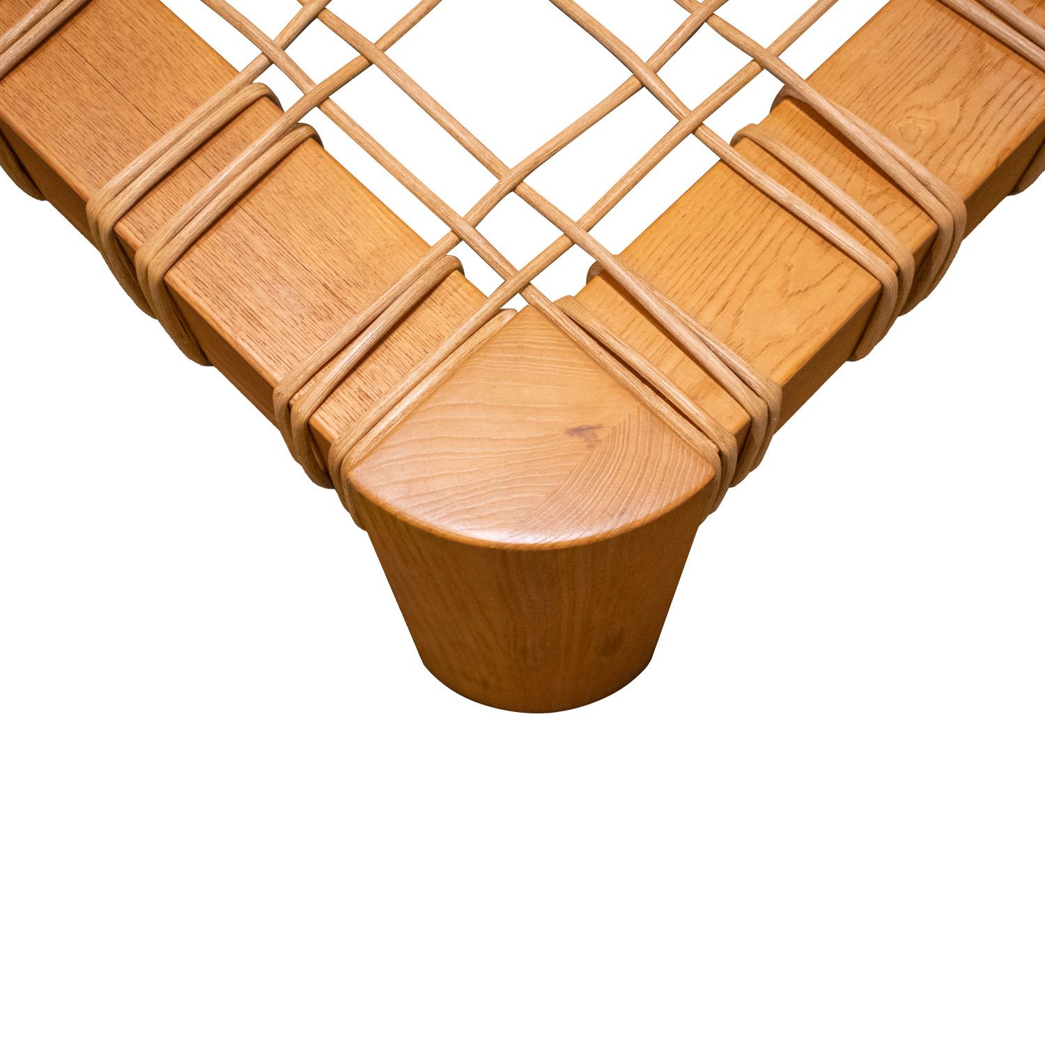 Hand-Crafted Karl Springer Rare and Impressive Coffee Table with Woven Rattan 1980s For Sale