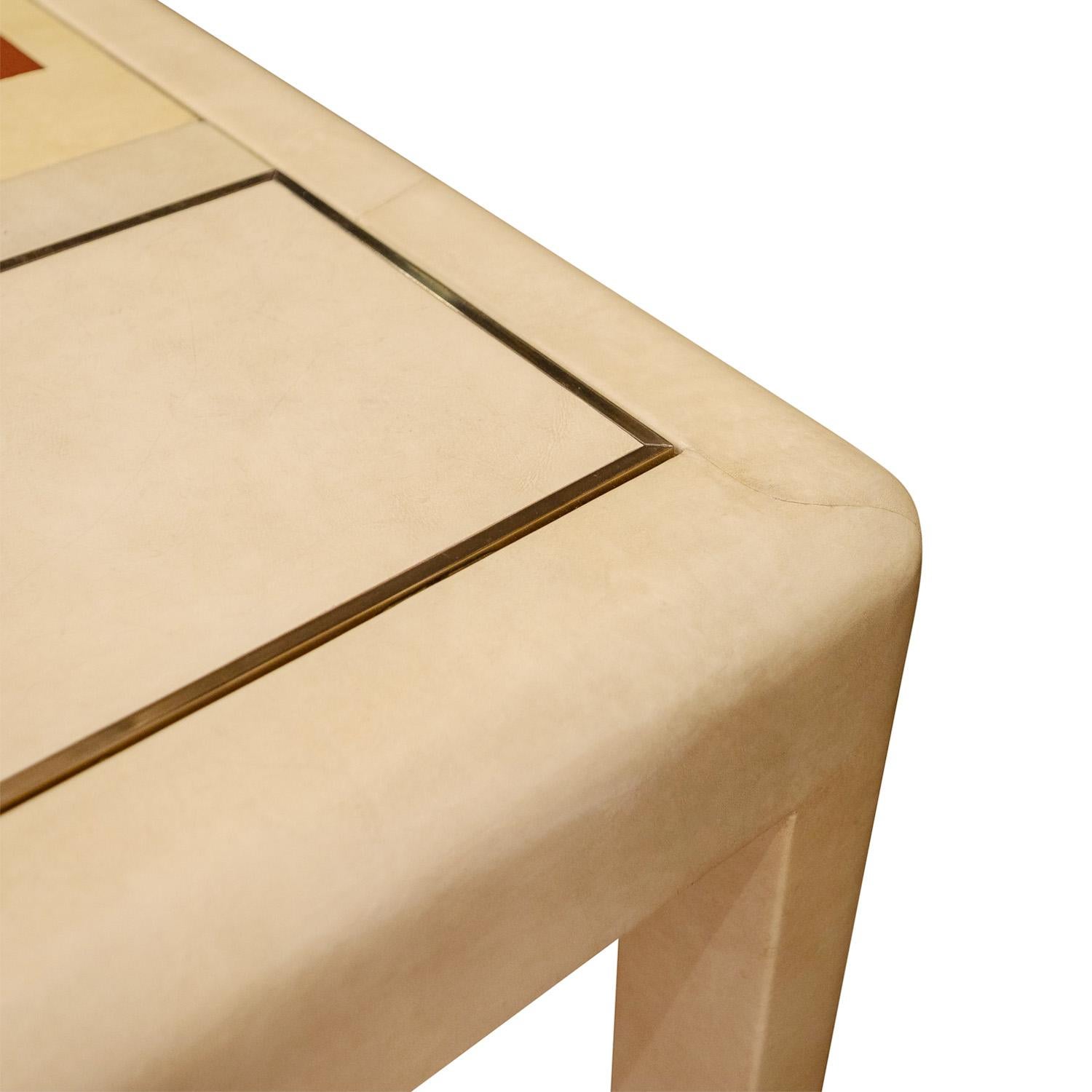 Karl Springer Rare Backgammon/Games Table in Lacquered Goatskin 1970s 2