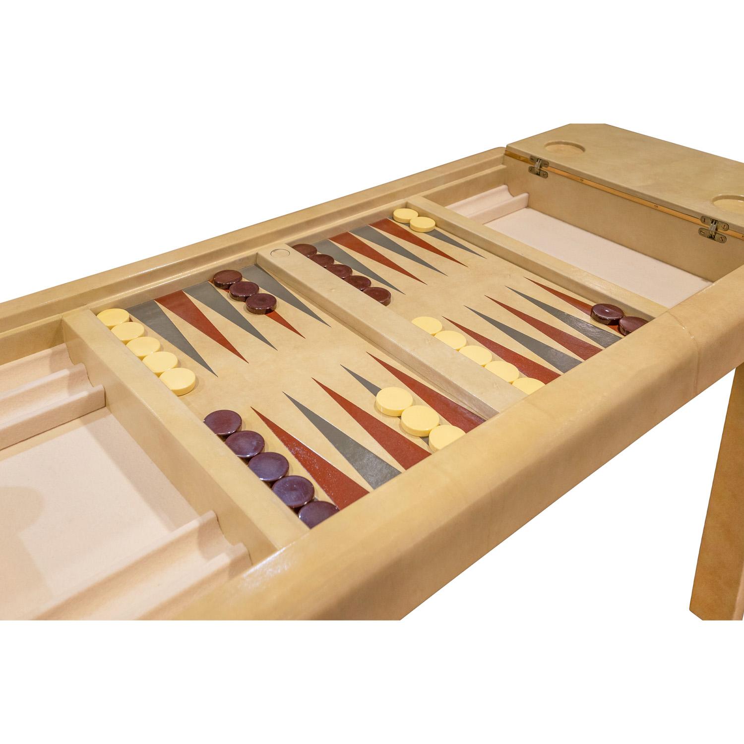 Late 20th Century Karl Springer Rare Backgammon/Games Table in Lacquered Goatskin 1970s For Sale