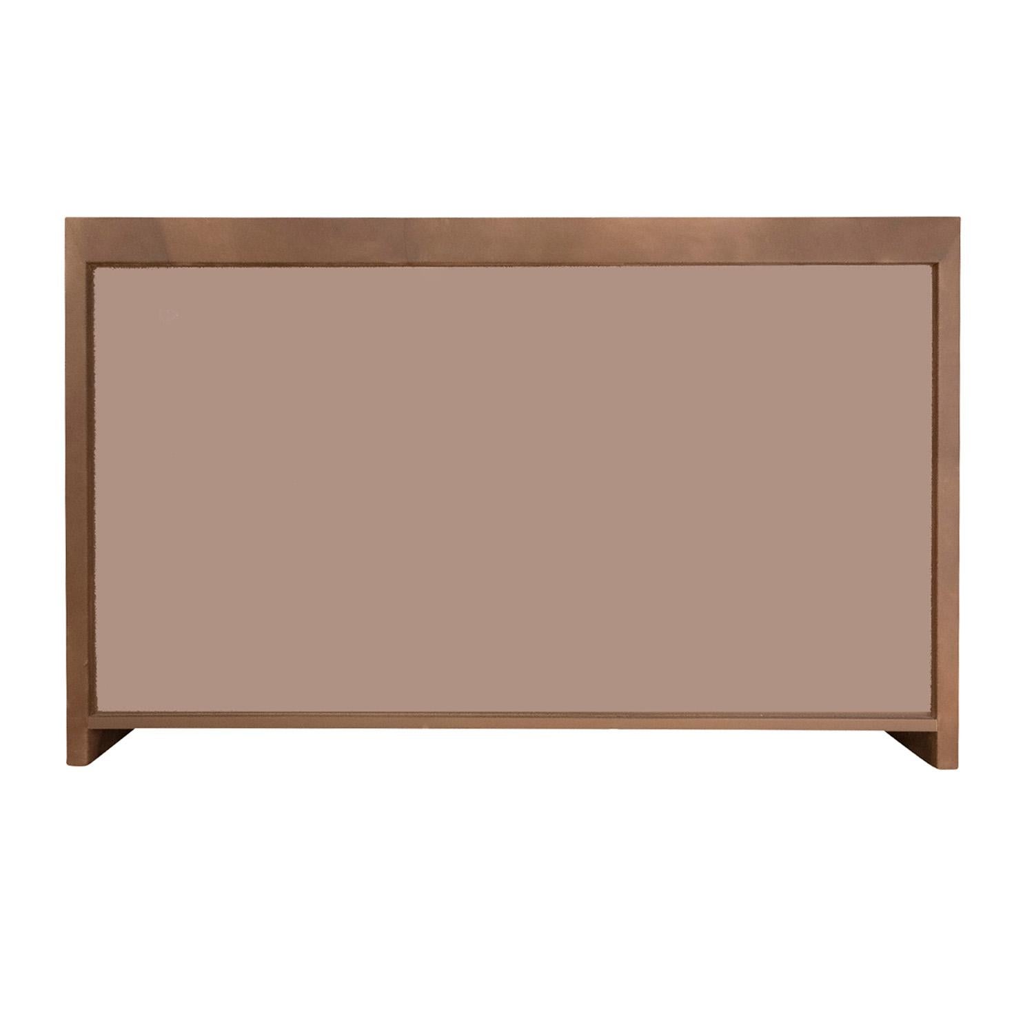 Late 20th Century Karl Springer Rare Credenza in Taupe Leather and Brass 1985 'Signed and Dated'