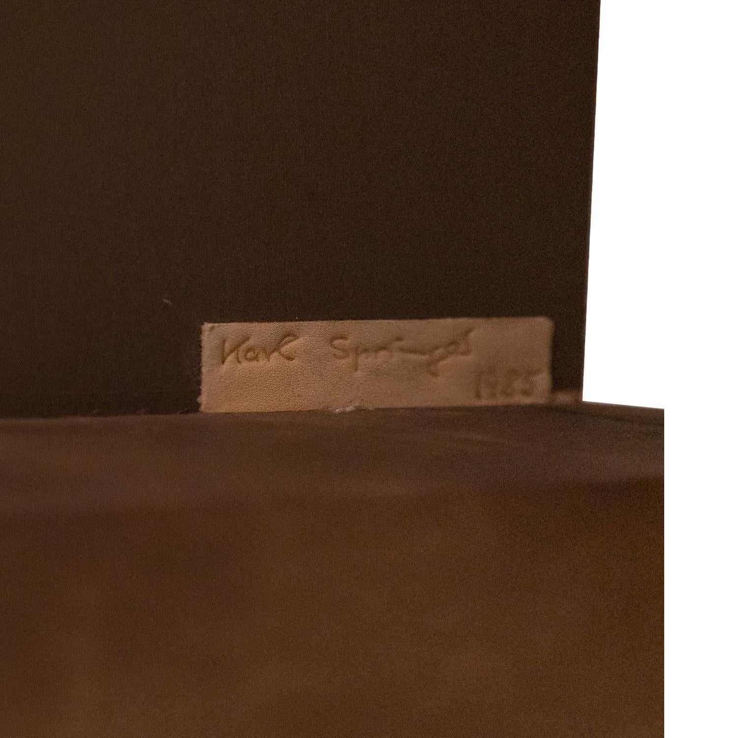 Metal Karl Springer Rare Credenza in Taupe Leather and Brass 1985 'Signed and Dated'