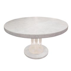 Karl Springer Rare Dining Table in Embossed Leather and Lucite, 1970s
