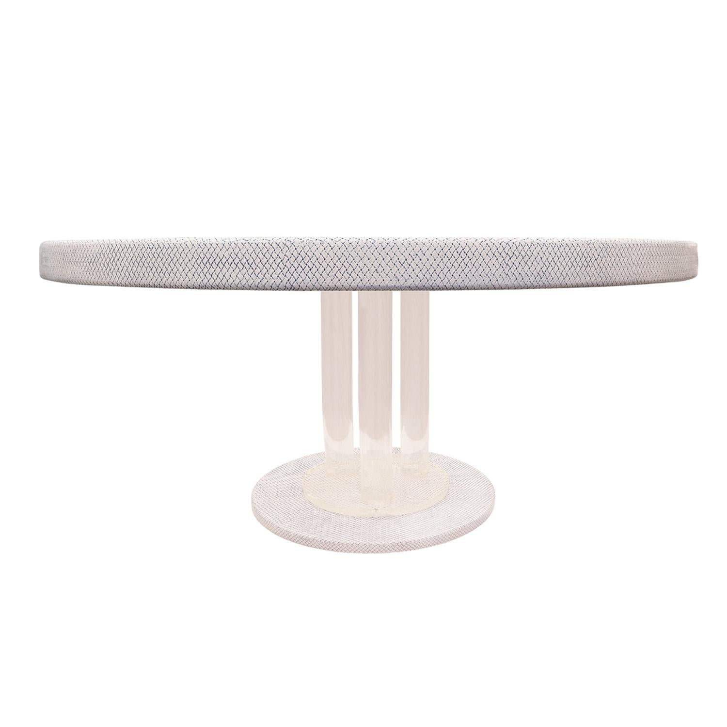 Mid-Century Modern Karl Springer Rare Dining Table in Embossed Leather and Lucite, 1970s