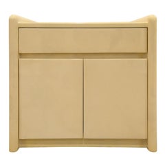 Karl Springer Rare & Exceptional Pair of Lacquered Goatskin Bedside Tables 1985