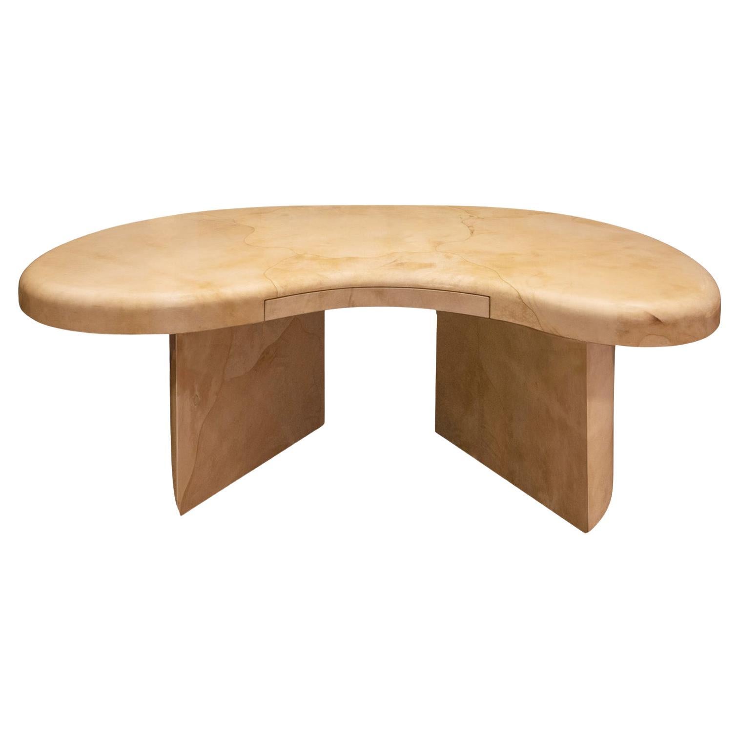 Karl Springer Rare "Goatskin Free Form Desk" 1988