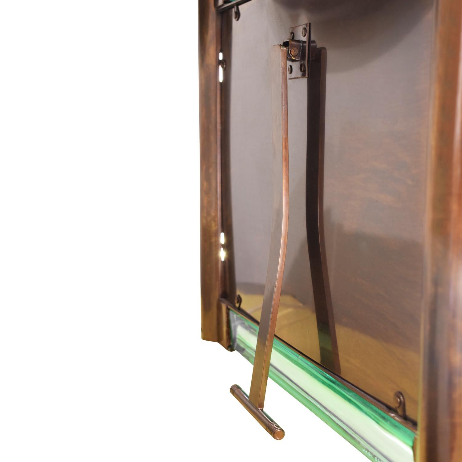 Fin du 20e siècle Rare miroir de coiffeuse lumineux Karl Springer en verre et bronze, signé, années 1980 en vente