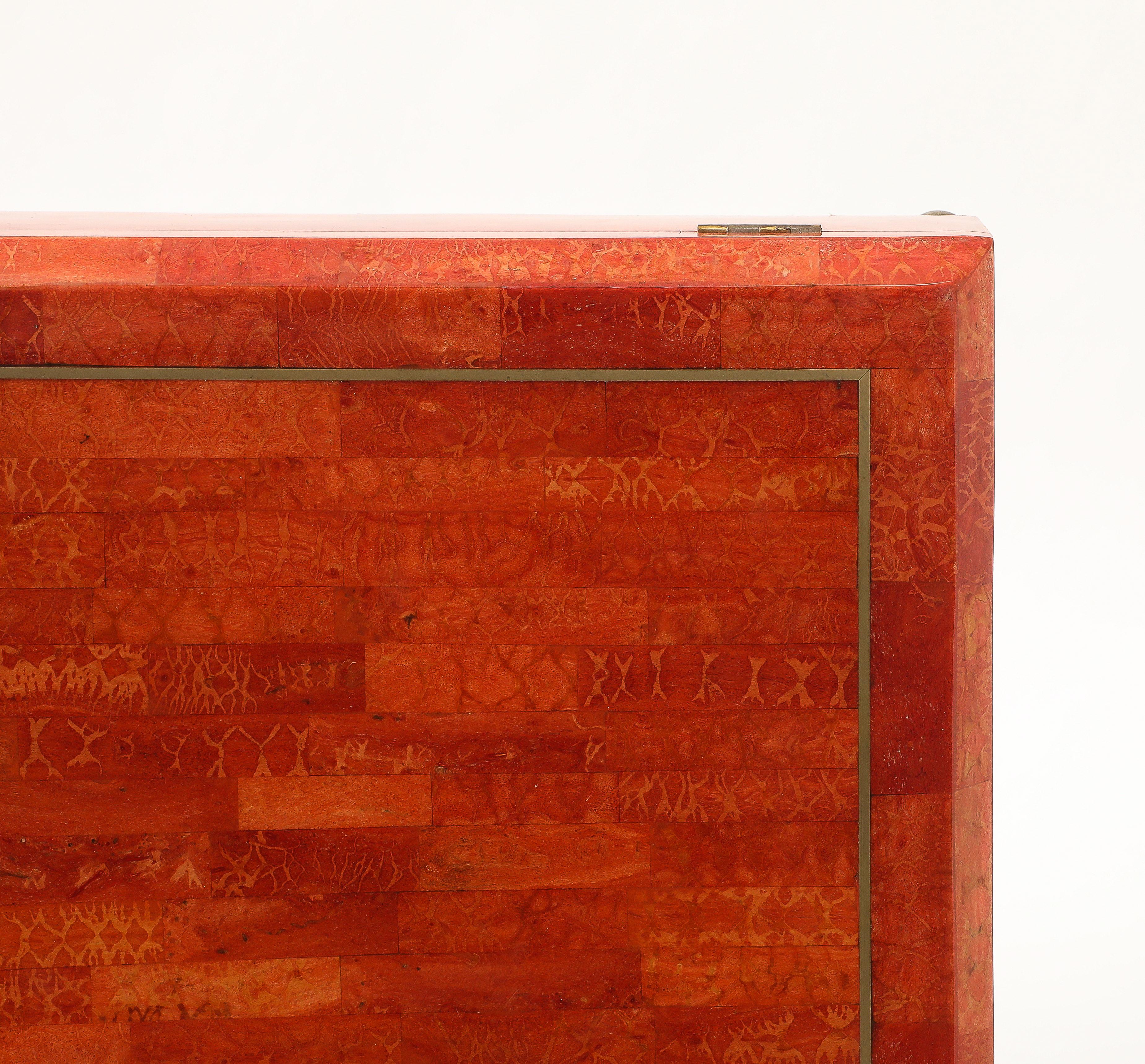 Karl Springer Rare Large Painted Goatskin Jewelry Box, USA, 1970s For Sale 3