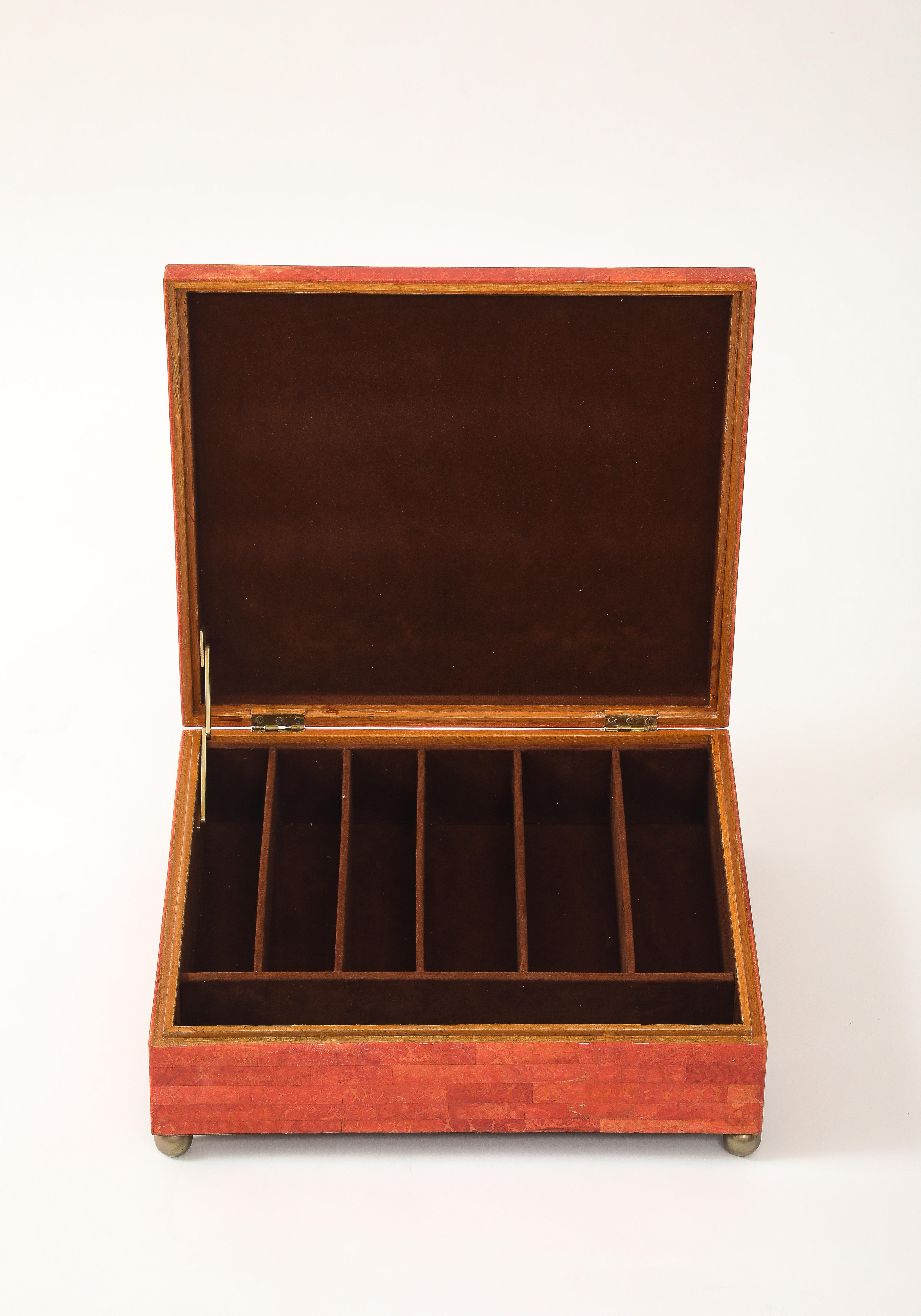 Karl Springer Rare Large Painted Goatskin Jewelry Box, USA, 1970s For Sale 5