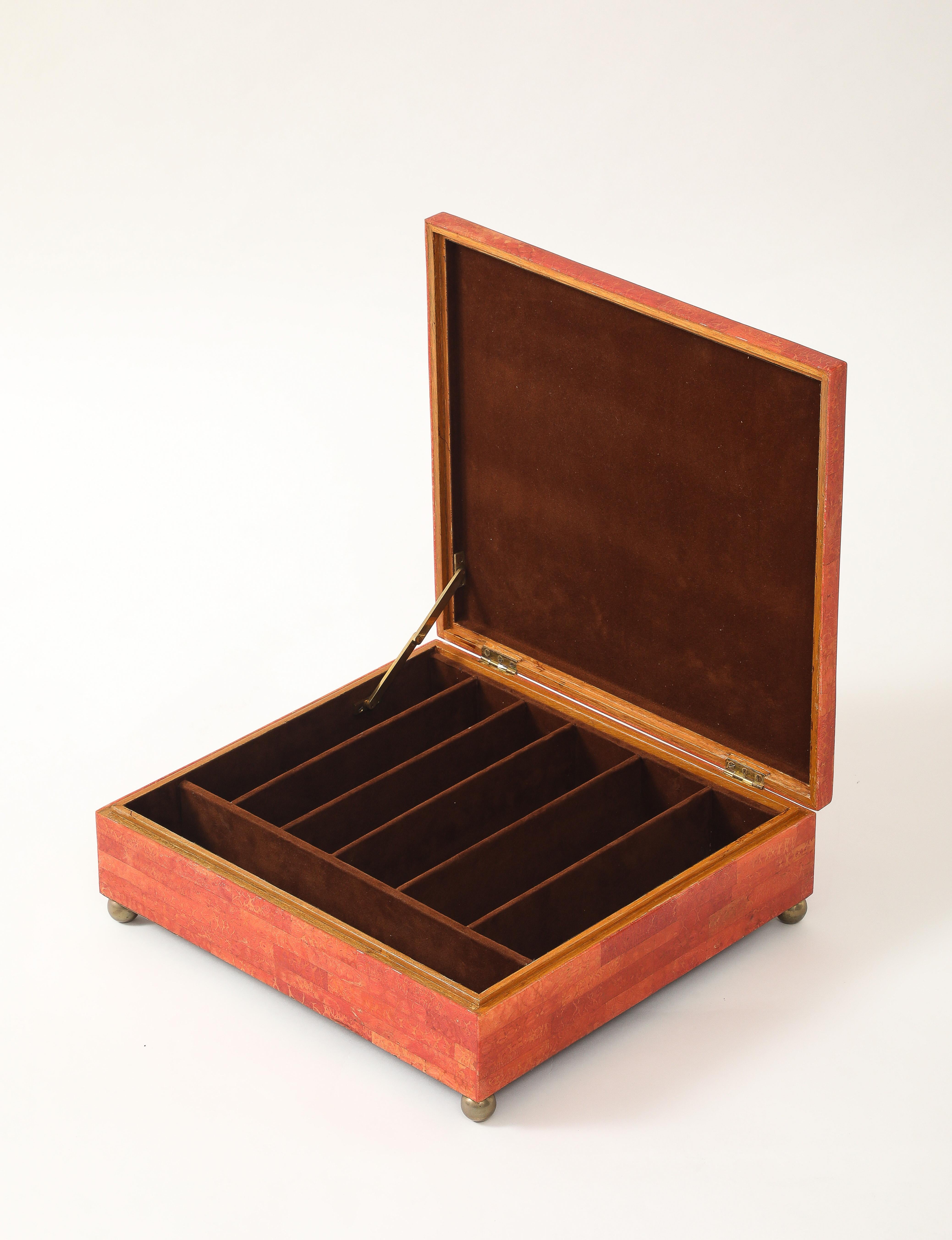 Karl Springer Rare Large Painted Goatskin Jewelry Box, USA, 1970s For Sale 6