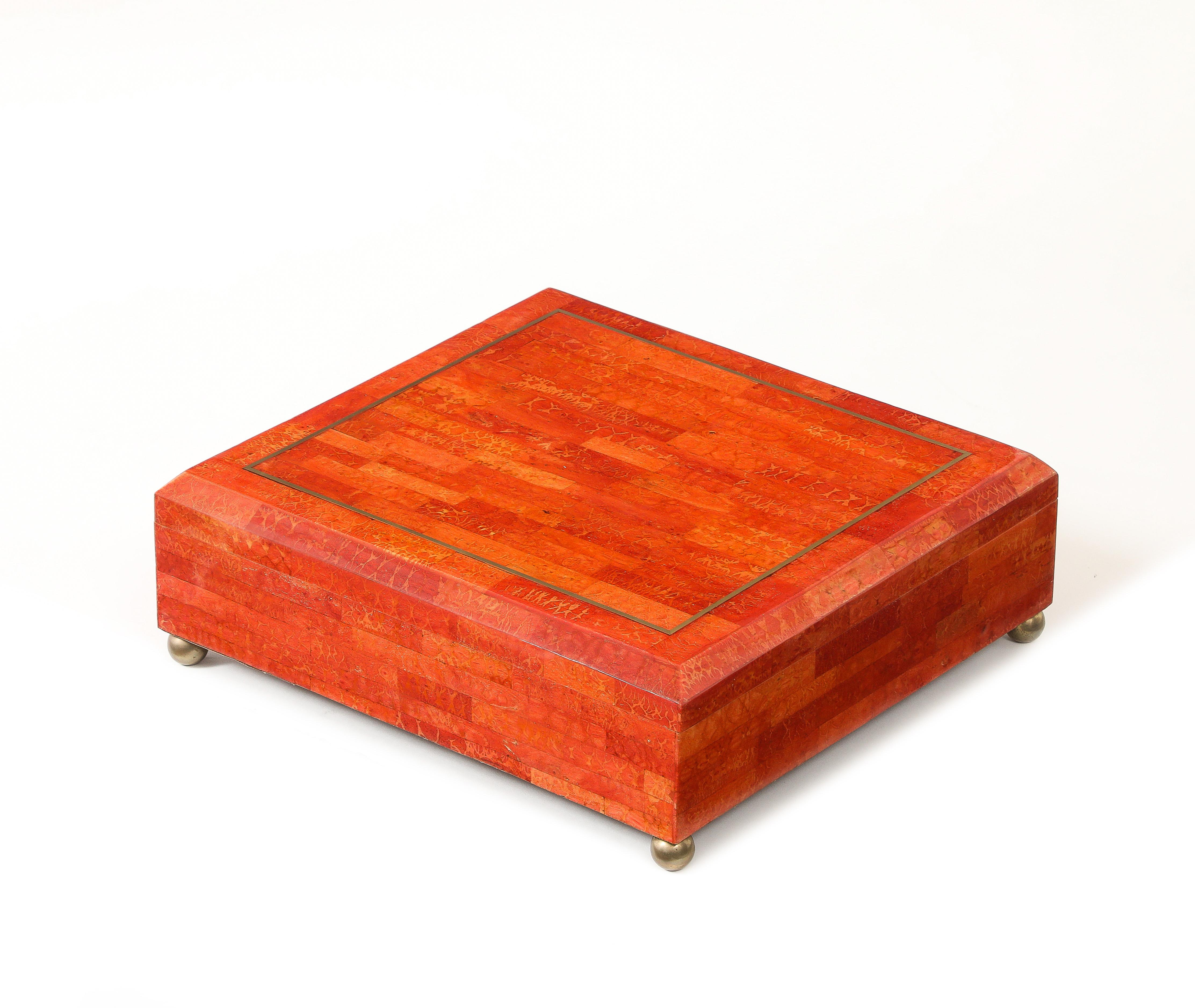 Modern Karl Springer Rare Large Painted Goatskin Jewelry Box, USA, 1970s For Sale