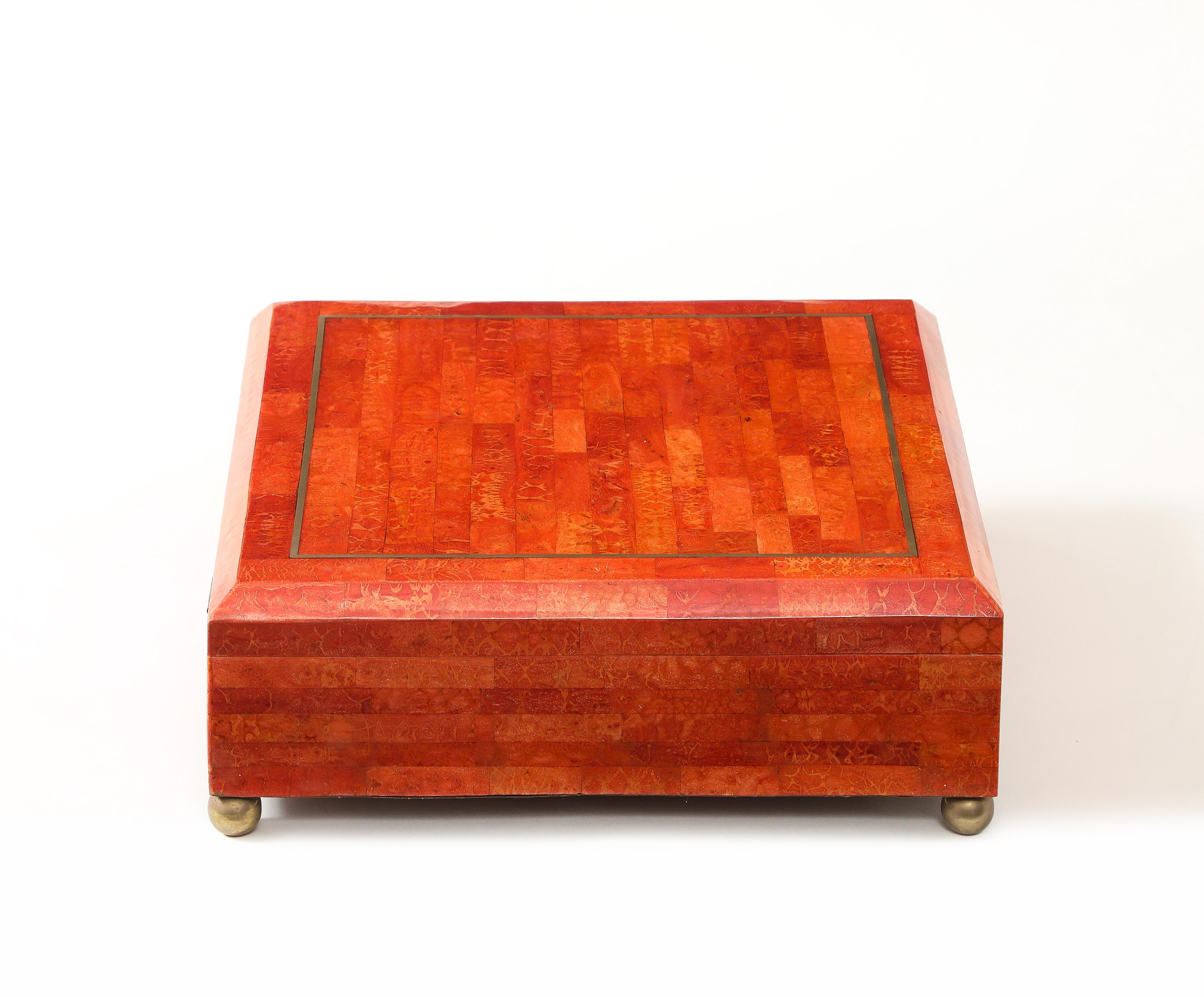 Late 20th Century Karl Springer Rare Large Painted Goatskin Jewelry Box, USA, 1970s For Sale