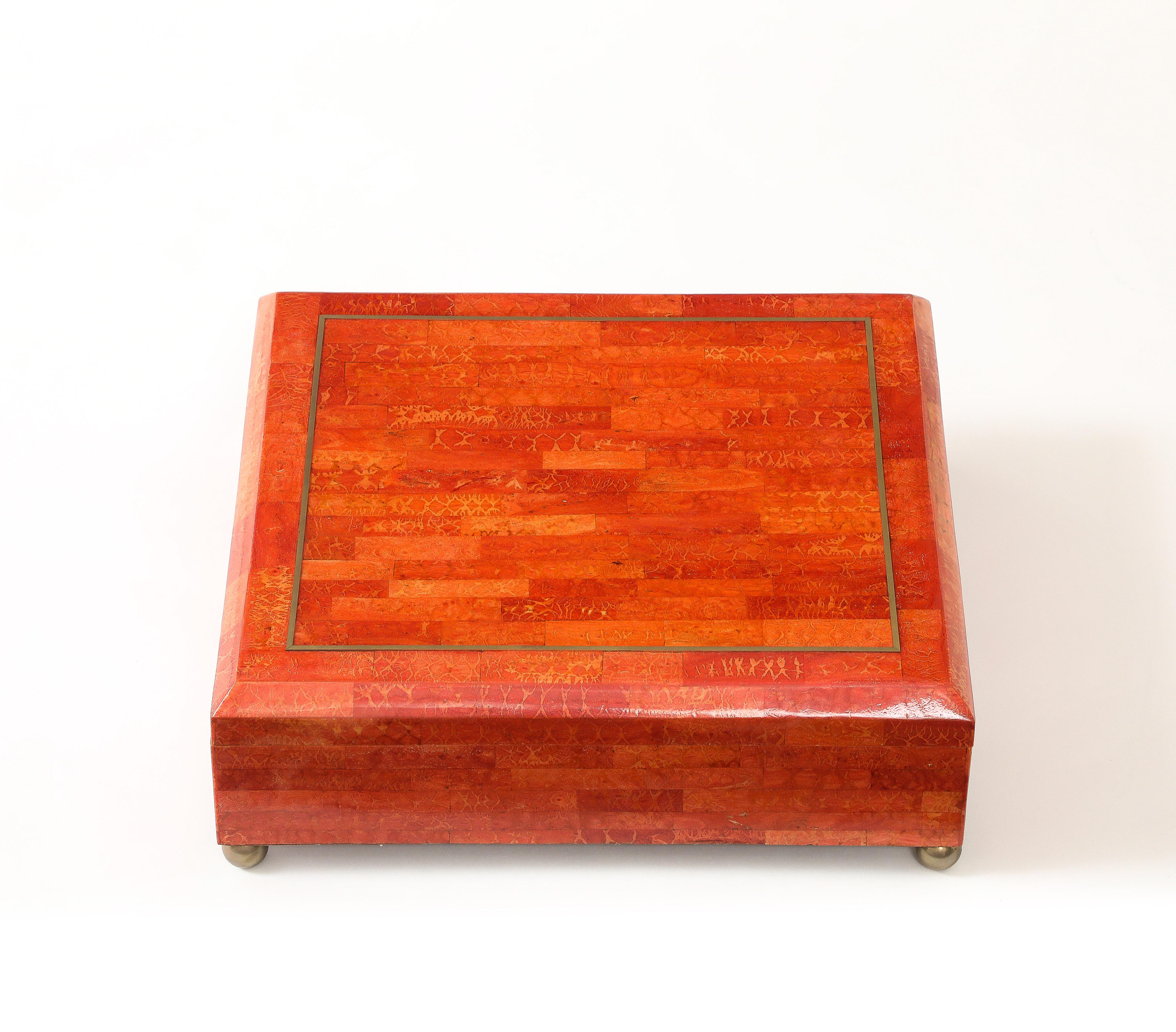 Karl Springer Rare Large Painted Goatskin Jewelry Box, USA, 1970s For Sale 1