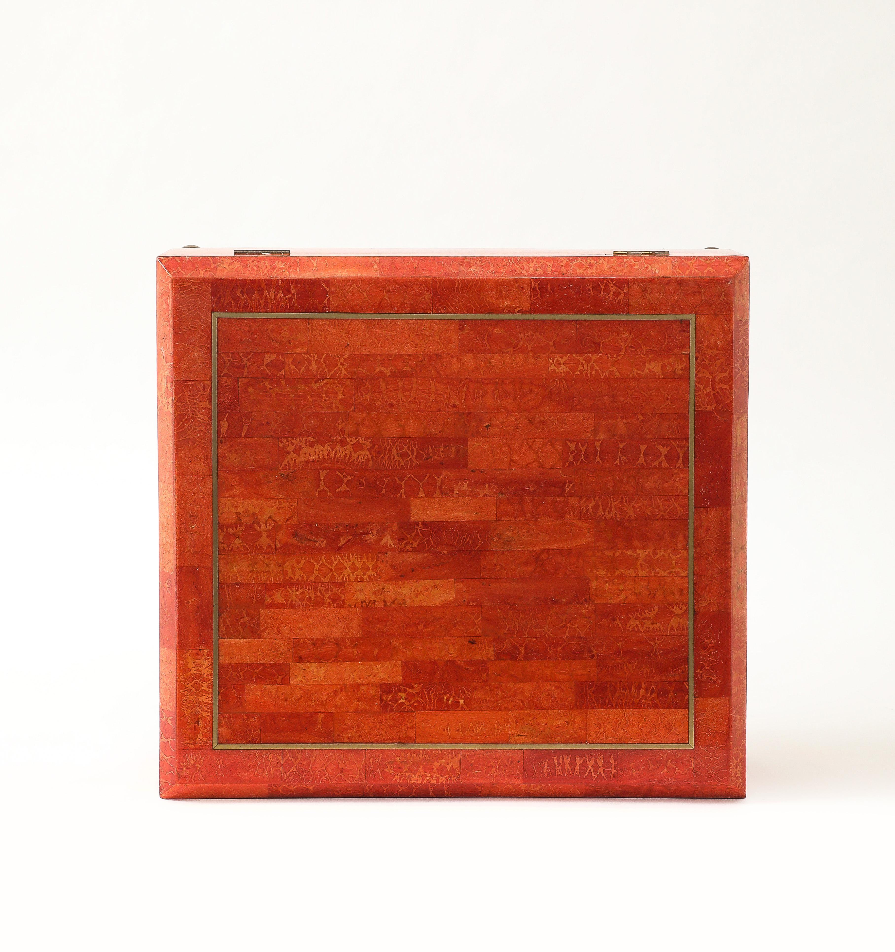 Karl Springer Rare Large Painted Goatskin Jewelry Box, USA, 1970s For Sale 2