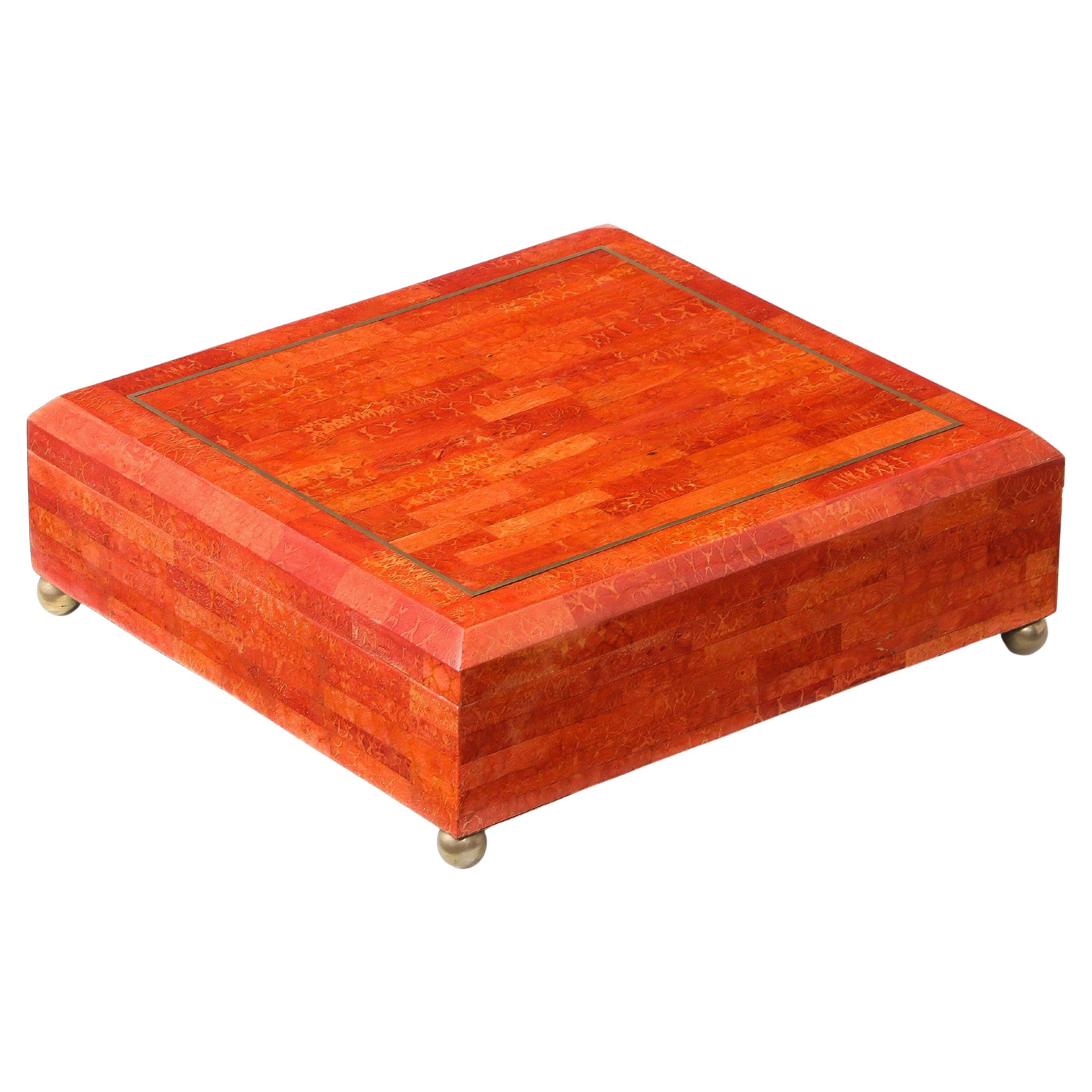 Karl Springer Rare Large Painted Goatskin Jewelry Box, USA, 1970s For Sale