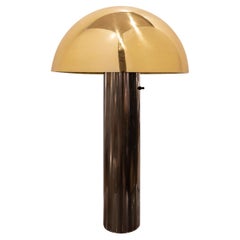 Retro Karl Springer Rare "Mushroom Table Lamp" in Gunmetal and Brass 1970s