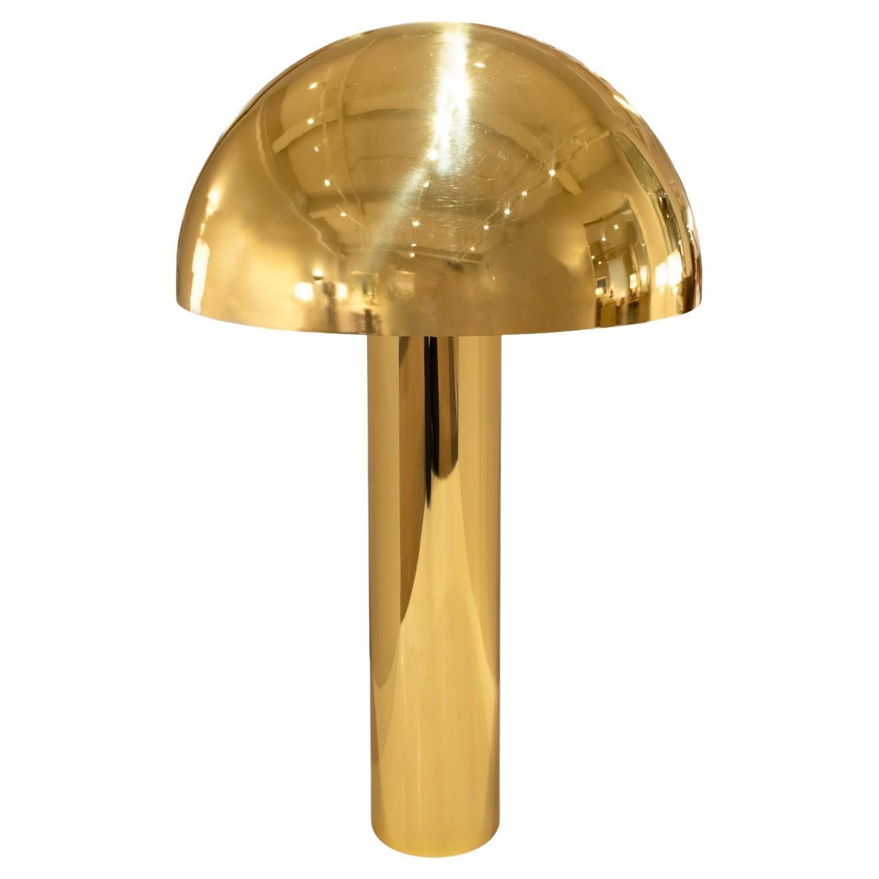 Karl Springer Rare "Mushroom Table Lamp" in Polished Brass 1970s For Sale