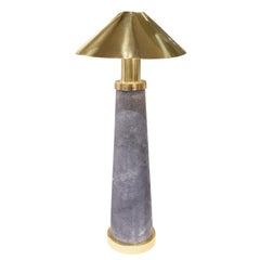 Karl Springer Rare Pair of "Lighthouse Lamps" in Shagreen and Brass, 1980s