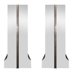 Karl Springer Rare Pair of Monumental Illuminated "Athena Pedestals" 1980s