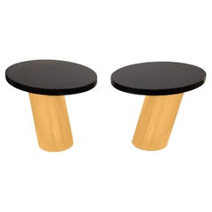 Karl Springer Rare Pair of Cantilevered "Mushroom Tables" 1990 Signed and Dated