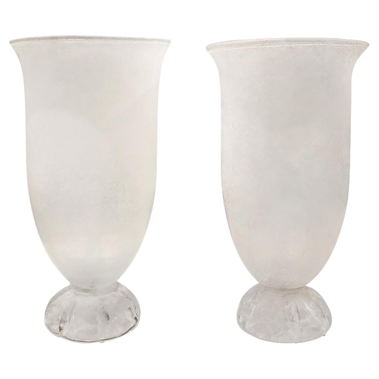Karl Springer Rare Pair of "Venetian Glass Table Top Torcheres" 1980s For Sale