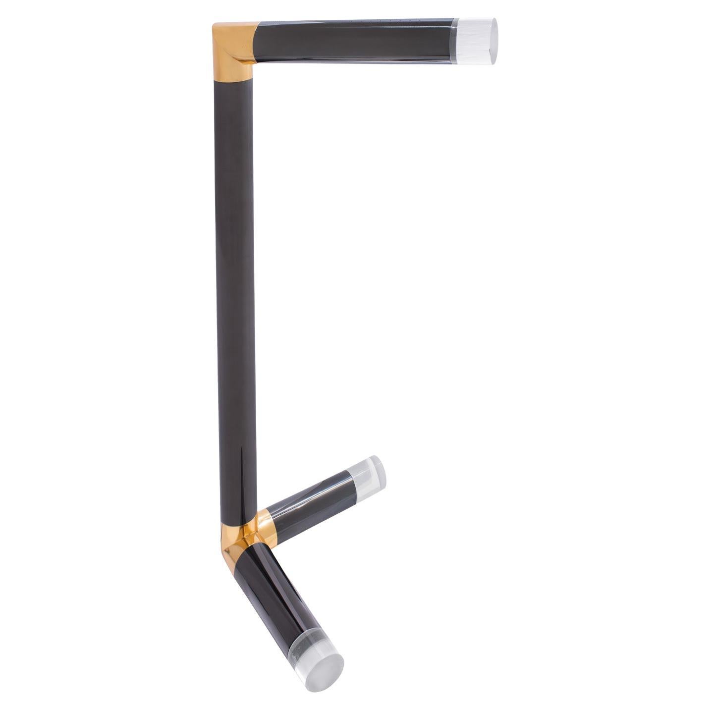 Karl Springer Rare "Sculpture Reading Lamp" in Gunmetal and Brass 1980s en venta