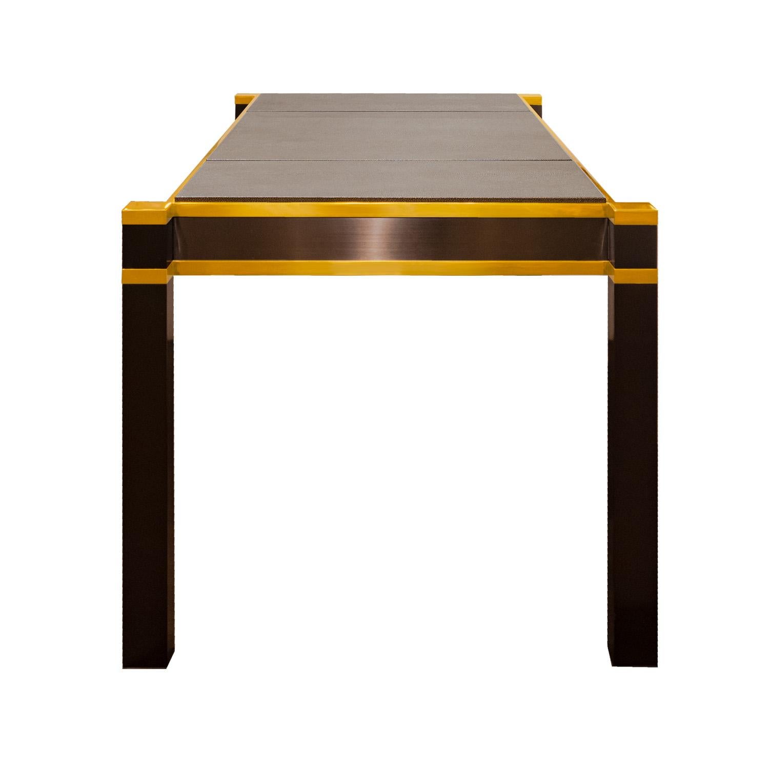 Karl Springer Rare Writing Desk in Brass and Brushed Gunmetal 1970's In Excellent Condition In New York, NY