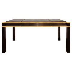 Karl Springer Rare Writing Desk in Brass and Brushed Gunmetal 1970's