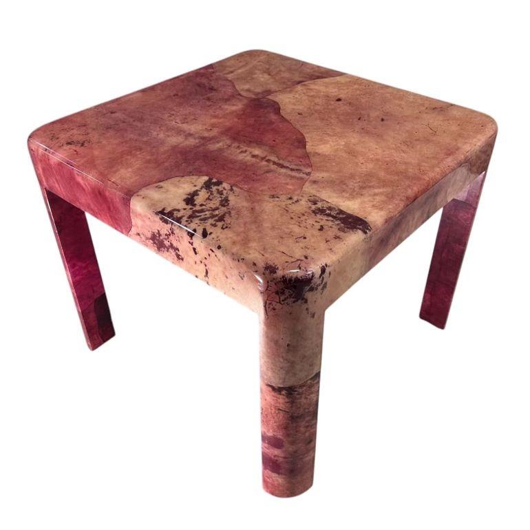 Mid-Century Modern Karl Springer Red Goatskin Game/Center/Dining Table, 1970
