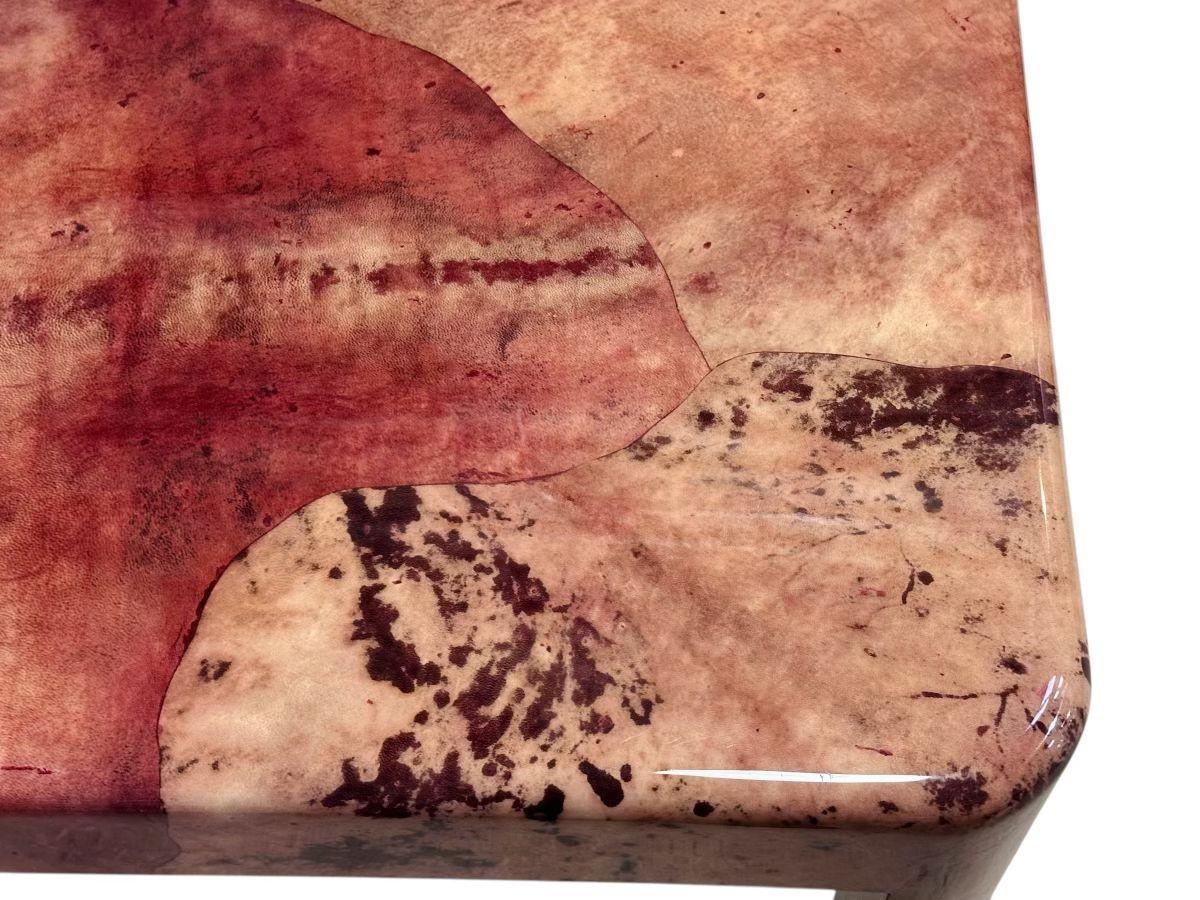 Karl Springer Red Goatskin Game/Center/Dining Table, 1970 2