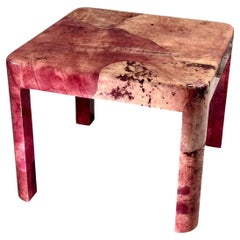 Karl Springer Red Goatskin Game/Center/Dining Table, 1970