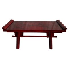 Karl Springer Red Lacquered Goatskin Parchment Table